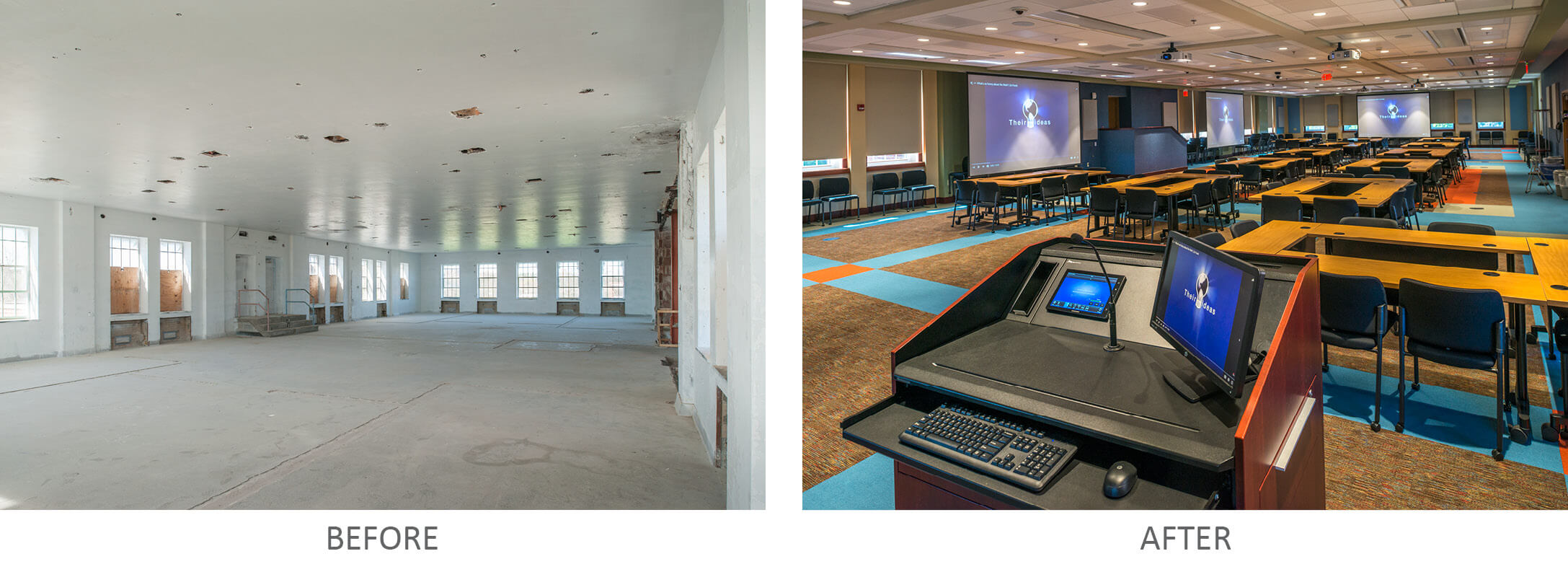 Conference Room Before, Conference Room and Podium After