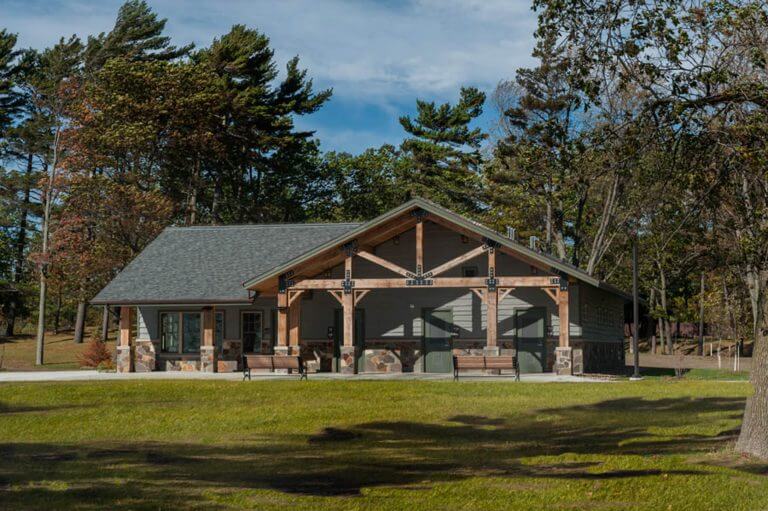 External front view of the bathhouse