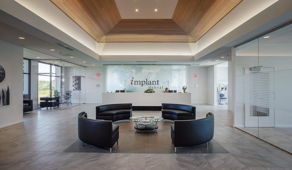 implant dental office lobby, winner of commercial/industrial design award