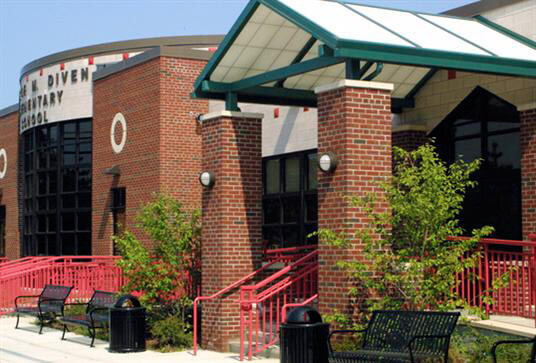architect-designed elementary school entrance