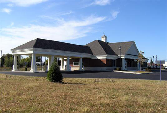 bank exterior with focus on the drive-thru