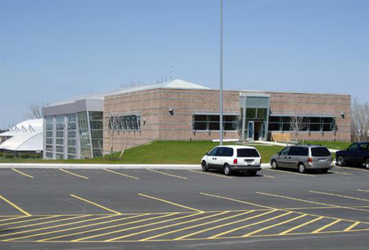 parking lot of award winning air force building