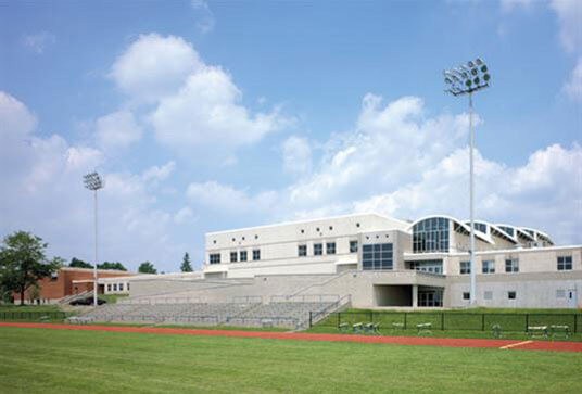 high school track and football field